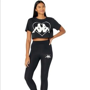 Kappa Authentic Love Kalisz cropped T-shirt black and white size Small